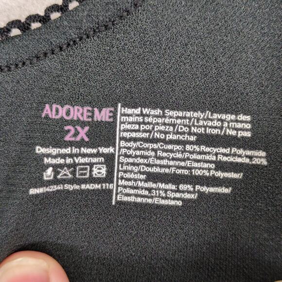 Adore Me Women's 2X 2-Piece Tankini Swimsuit Bathing Suit Black Sheer Padded Bra - Picture 3 of 6